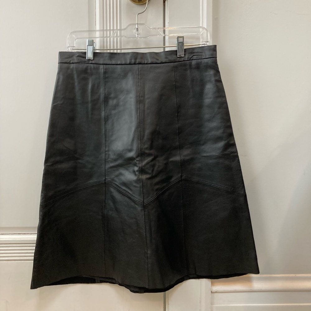 Hal Rubenstein Black Genuine Leather Skirt Size 10 New (fits more like an 8)